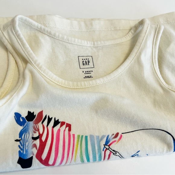 GAP Kids Express Yourself Tank Top - Cream with Zebra Design Girls 2T - Picture 3 of 5